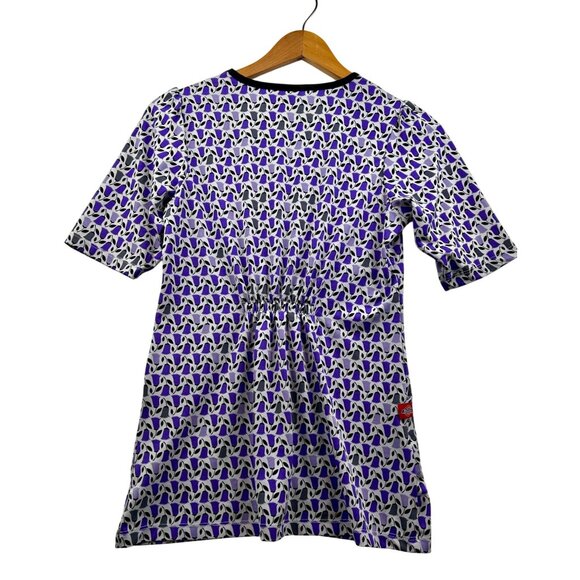 Dickies Women’s V-Neck Purple Floral Tunic Top w/ Deep Pockets Sz MEDIUM - Picture 3 of 8